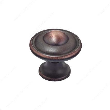 TRADITIONAL ROUND METAL KNOB - BRUSHED OIL RUBBED BRONZE 757B