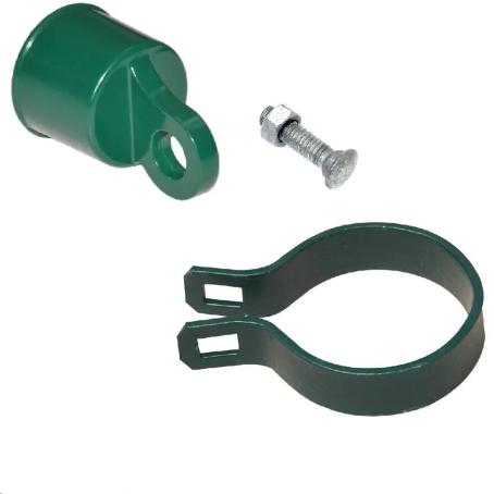 CHAIN LINK RAIL END ASSEMBLY-W/CAP & BAND GREEN 