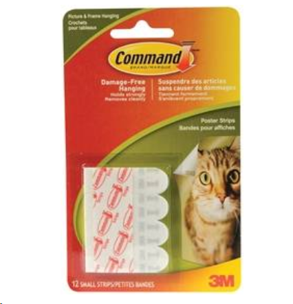 COMMAND SMALL POSTER STRIPS 12/PK