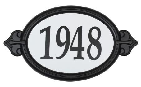 OVAL EASY INSTALL HOUSE NUMBER- WHITE REFLECTIVE PLAQUE WITH  BLACK NUMBERS 25-9430