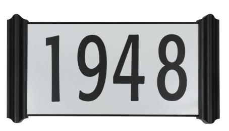 CONTEMPORARY EASY INSTALL HOUSE NUMBER- WHITE REFLECTIVE PLAQUE WITH  BLACK NUMBERS 25-9440