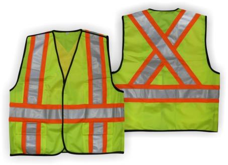 GREEN 5-POINT TEAR AWAY TRAFFIC VEST CSA APPROVED