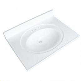 LUXO MARBLE VANITY TOP SOLID WHITE  W/OVAL BOWL 31