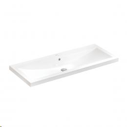 LUXO MARBLE VANITY TOP 1HOLE SOLID WHITE W/SIDE SLIDES 48
