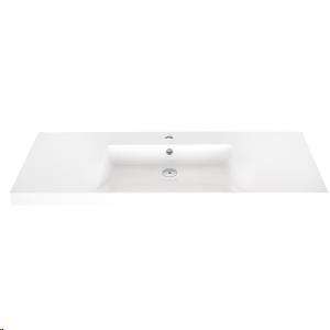 LUXO MARBLE VANITY TOP 1HOLE SOLID WHITE W/FRONT SLOPE 48