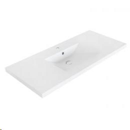 LUXO MARBLE VANITY TOP 1HOLE SOLID WHITE W/CURVED SIDES 48