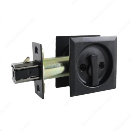 SQUARE POCKET DOOR PRIVACY LOCK FLAT BLACK
