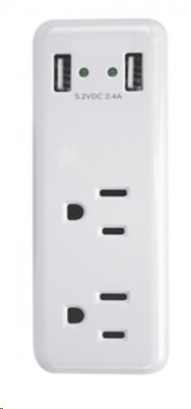 POWERZONE USB OUTLET CHARGER WITH 2 OUTLETS 2.4AMP  