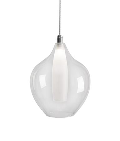 KUZCO VICTORIA CHROME LED ROUND DROP PENDANT-CLEAR/FROSTED