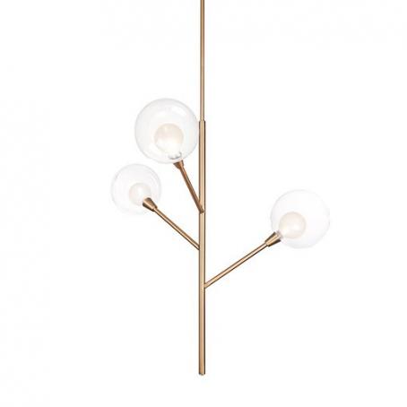 KUZCO SPROUT VINTAGE BRASS LED PENDANT-CLEAR/FROSTED GLASS 7.5W    
