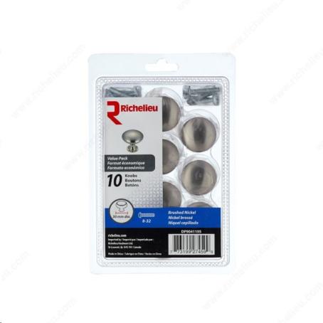 10-PACK CONTEMPORARY FLARED BASE KNOB - 9041 BRUSHED NICKEL