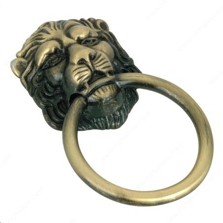 TRADITIONAL LIONS HEAD METAL PULL - 3027 ANTIQUE ENGLISH
