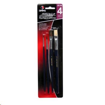 4PC FINE RED SABLE HOBBY & CRAFT PAINT BRUSHES #5/0,0,4,10