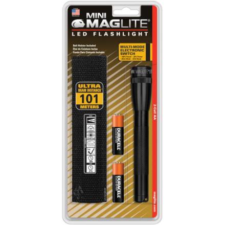 MINI MAGLITE 2AA LED FLASHLIGHT WITH HOLSTER BLACK