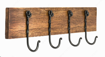 TRADITIONAL HOOK RACK - 8202 - FORGED IRON/WOOD