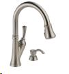 DELTA KITCHEN FAUCET SAVILLE SINGLE HANDLE PULL DOWN W/SOAP DISPENSER STAINLESS STEEL  19949-SSSD-DST   