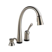 DELTA PILAR SINGLE HANDLE TOUCH PULL DOWN KITCHEN FAUCET W/SOAP DISPENSER STAINLESS STEEL  980T-SSSD-DST    