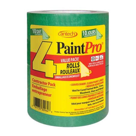 CONTRACTOR PACK - PAINT PRO GREEN 36MM X 50M  - 4-ROLLS