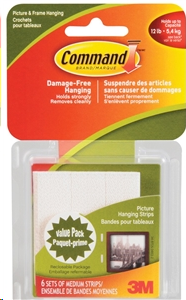 COMMAND MEDIUM PICTURE HANGING STRIPS 12LB VALUE PACK
