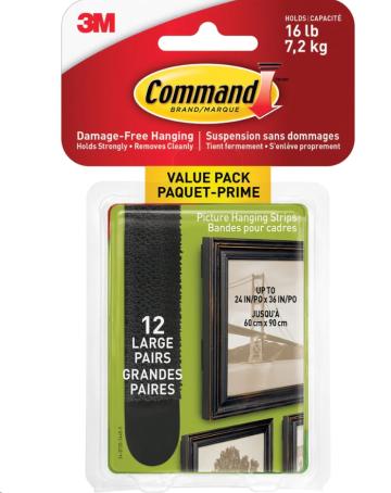 COMMAND LARGE PICTURE HANGING STRIPS VALUE PACK BLACK
