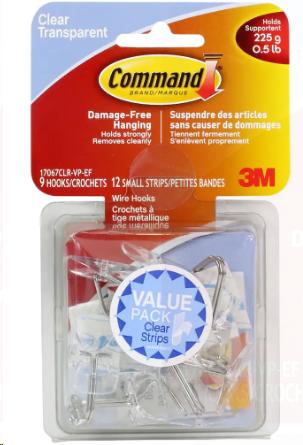 COMMAND MEDIUM WIRE TOGGLE HOOK CLEAR