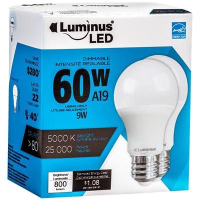 LUMINUS LED 9.5W OMNI A19 5000K DIM - 60W EQUIVALENT