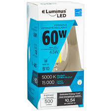 LUMINUS LED 4.5W B10 E26 BASE FIL - 60W EQUIVALENT 5000K