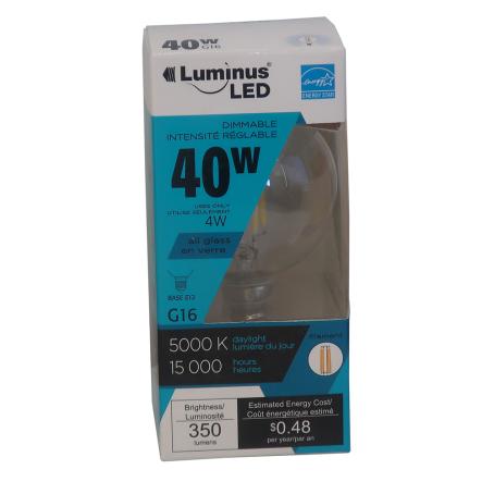 LUMINUS LED 4W G16 E12 CLEAR 5000K - 40W EQUIVALENT
