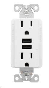TAMPER PROOF RECEPTACLE WITH USB DUPLEX CHARGER DECORA WHITE