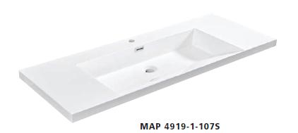 LUXO 48 3/8” x 19 3/16’’ x 1-1/2” VANITY TOP 1 HOLE WHITE W/SLOPED FRONT