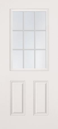 UTILITY STEEL DOOR - 9 LITE GLASS - BRIGHT WHITE - 32