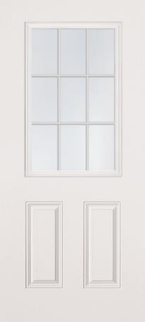 UTILITY STEEL DOOR - 9 LITE GLASS - BRIGHT WHITE - 36