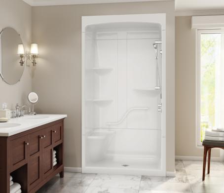 MAAX CAMELIA 4834 3 PC SHOWER W/GRAB BAR & ROOF LEFT SEAT CD WHITE