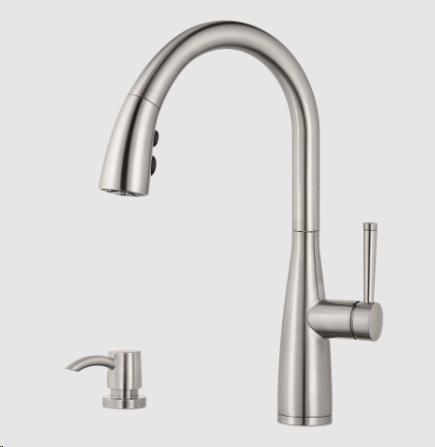 PFISTER KITCHEN FAUCET RAYA 1 HANDLE PULL-DOWN W/SOAP STAINLESS STEEL